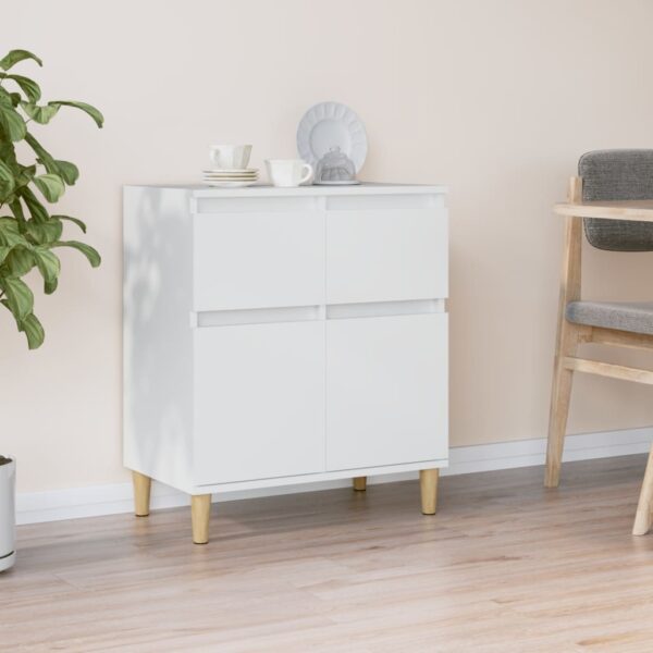 Elegant White Sideboard Storage Cabinet with Drawers and Shelves Wood Finish