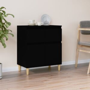 Elegant Black Sideboard Storage Cabinet with Drawers and Shelves Wood Finish