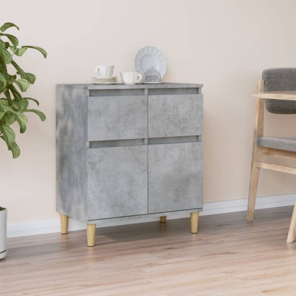 Chic Concrete Grey Sideboard Engineered Wood Storage Cabinet with Shelves