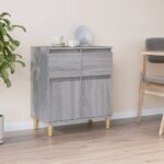 Elegant Grey Sonoma Sideboard Storage Cabinet with Solid Wood Feet