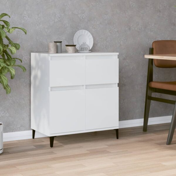 Chic White Sideboard Engineered Wood Metal Feet Ample Storage Space Versatile Use