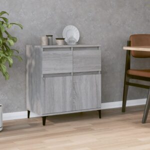 Chic Grey Sonoma Sideboard Engineered Wood Metal Feet Ample Storage Space