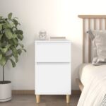 Elegant White Bedside Cabinet Chic Nightstand Ample Storage Display Surface