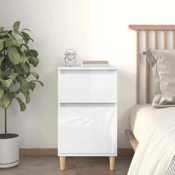 Elegant High Gloss White Bedside Cabinet Chic Nightstand with Storage Space