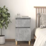 Elegant Grey Bedside Cabinet Nightstand Ample Storage Moisture Resistant Wood