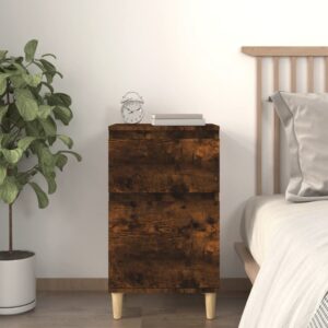 Elegant Smoked Oak Bedside Cabinet Nightstand with Ample Storage Space