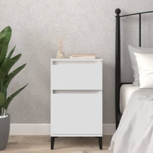 Elegant White Bedside Cabinet Chic Nightstand with Ample Storage Space