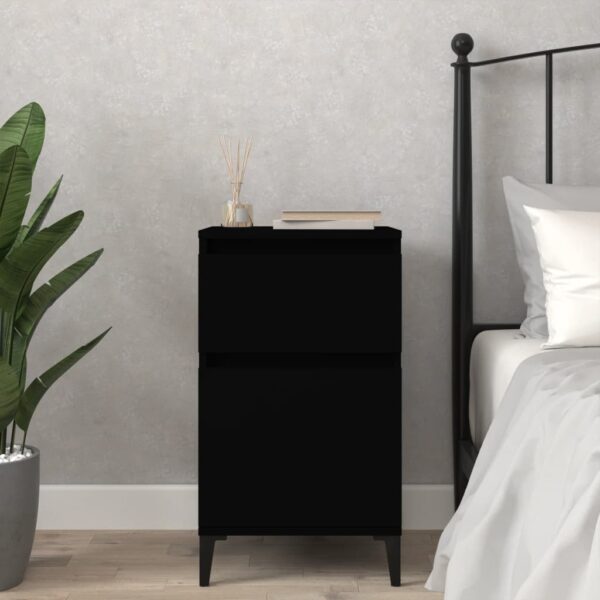 Elegant Black Bedside Cabinet Nightstand with Ample Storage and Display Space