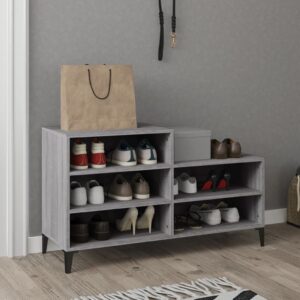 Stylish Grey Sonoma Shoe Storage Cabinet with Metal Feet & 5 Shelves Organizer