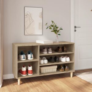 Elegant Sonoma Oak Shoe Cabinet Storage Organizer Bench Engineered Wood