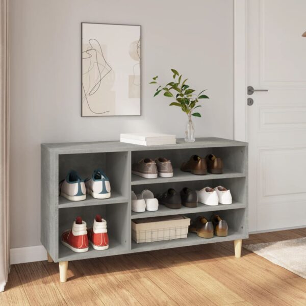 Elegant Grey Shoe Storage Cabinet Engineered Wood Ample Space Organizer Bench