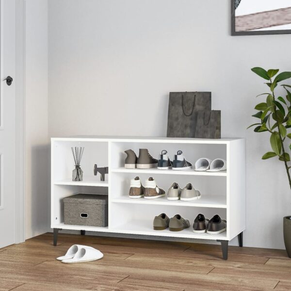 Elegant White Shoe Storage Cabinet Ample Space Sturdy Engineered Wood Organizer