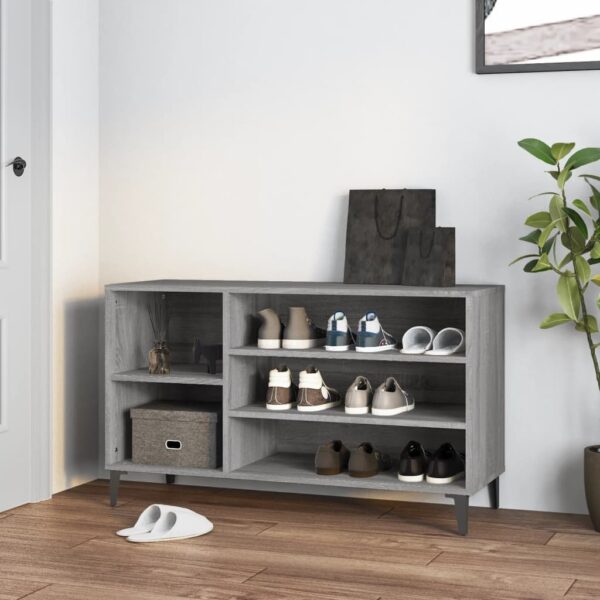 Elegant Grey Sonoma Shoe Storage Cabinet Engineered Wood Spacious Organizer