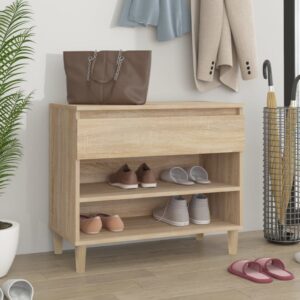 Elegant Sonoma Oak Shoe Cabinet Storage Organizer with Drawer and Shelves