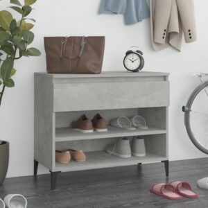 Elegant Grey Shoe Storage Cabinet Engineered Wood Ample Space Sturdy Organizer