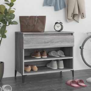 Elegant Grey Sonoma Shoe Storage Cabinet Engineered Wood with Drawer