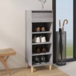 Stylish Grey Sonoma Shoe Storage Cabinet with Drawer and Shelves Wood