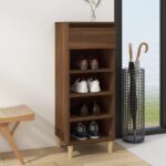 Chic Brown Oak Shoe Storage Cabinet with Drawer and Shelves Engineered Wood