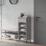 Elegant Grey Sonoma Shoe Rack with Drawer and Shelves Engineered Wood