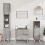 Modern Grey Sonoma Tall Bathroom Cabinet Engineered Wood Storage Organizer