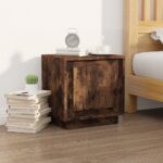 Bedside Cabinet Smoked Oak 44x35x45 cm Engineered Wood