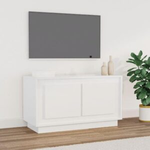 High Gloss White TV Stand Cabinet Engineered Wood Media Storage Organizer Modern