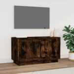 Stylish Smoked Oak TV Stand Media Console Storage Cabinet Engineered Wood