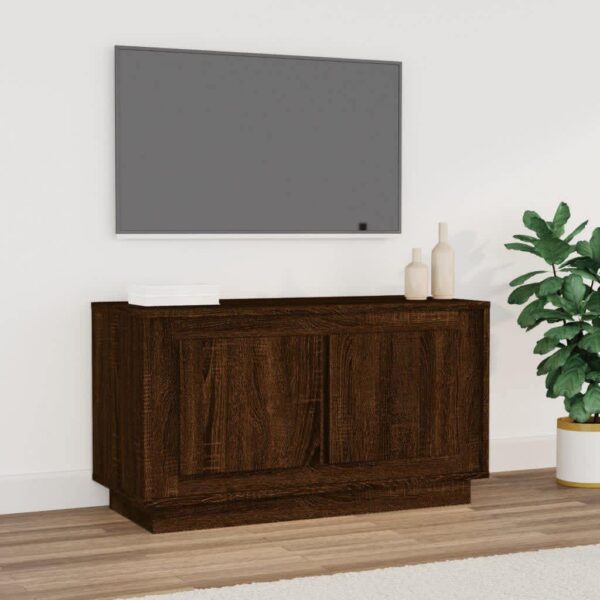 Stylish Brown Oak Engineered Wood TV Cabinet Spacious Storage Elegant Design