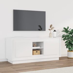 Chic High Gloss White TV Stand Media Console Storage Cabinet with Shelves