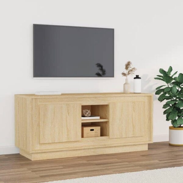 Stylish Sonoma Oak TV Cabinet Engineered Wood Media Stand with Storage Space