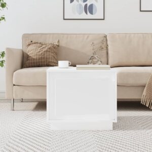 Elegant White Coffee Table Modern Engineered Wood with Storage Space Clean Design