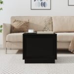 Elegant Black Coffee Table Engineered Wood Sturdy Storage Space Easy Clean Chic