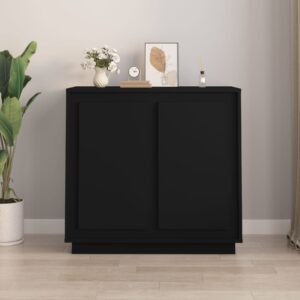 Elegant Black Sideboard Cabinet Engineered Wood Ample Storage Display Space