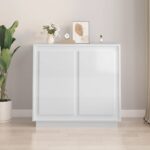 Chic High Gloss White Sideboard Storage Cabinet with Shelves and Doors