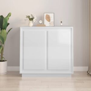 Chic High Gloss White Sideboard Storage Cabinet with Shelves and Doors