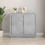 Chic Concrete Grey Sideboard Storage Cabinet Engineered Wood with Shelves