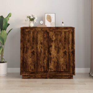 Classic Smoked Oak Sideboard Cabinet Engineered Wood Ample Storage Display