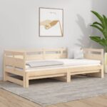 Solid Pine Wood Day Bed Sofa with Pull-Out Trundle Convertible Space-Saving