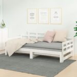 Pull-out Day Bed White Solid Wood Pine 2x(92x187) cm Single Size