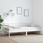 Solid Pine Wood Day Bed White Single Size Sofa Frame with Sturdy Slats