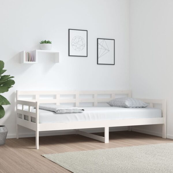 Solid Pine Wood Day Bed White Single Size Sofa Frame with Sturdy Slats