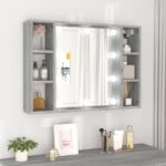 Mirror Cabinet with LED Grey Sonoma 76x15x55 cm