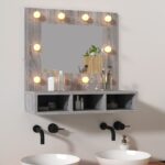 Mirror Cabinet with LED Grey Sonoma 60x31.5x62 cm