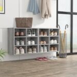 Stylish Grey Sonoma Shoe Storage Cabinets Twin Pack Wall Mountable Organizer