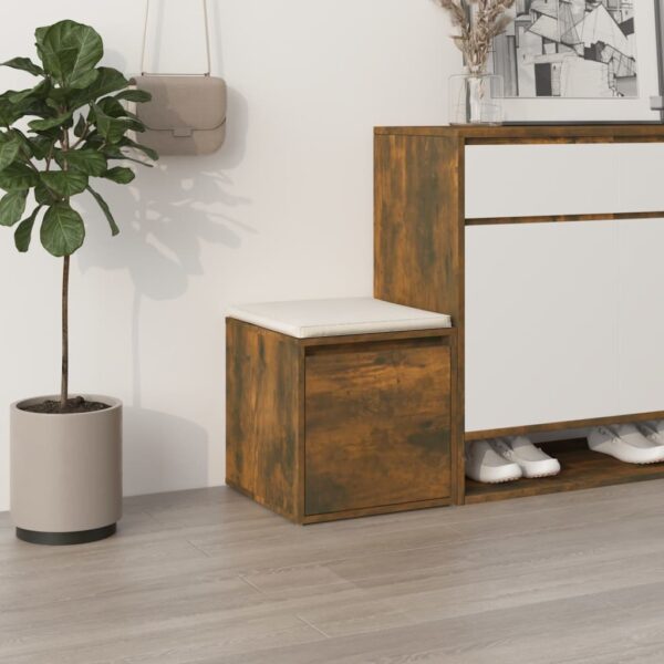 Stylish Smoked Oak Engineered Wood Box Drawer for Storage and Seating