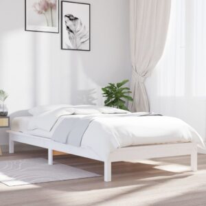 Bed Frame White 92x187 cm Single Size Solid Wood Pine