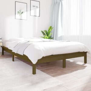 Bed Frame Honey Brown 137x187 cm Solid Wood Pine Double Size