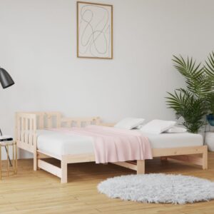 Pull-out Day Bed 2x(92x187) cm Single Size Solid Wood Pine