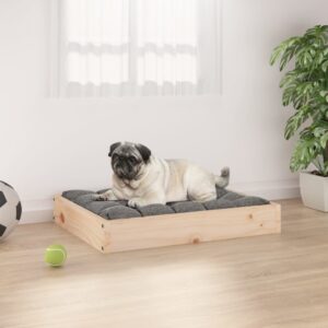 Comfortable Solid Pine Wood Pet Sofa Bed Durable Rectangular Frame Cozy Dog Couch