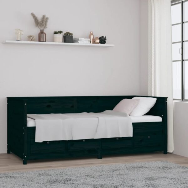 Day Bed Black 80x200 cm Solid Wood Pine